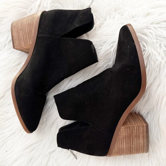 BP x NORDSTROM | Black Suede Pointed Toe Booties Brown Heel | Size 9.5 - Picture 3 of 8